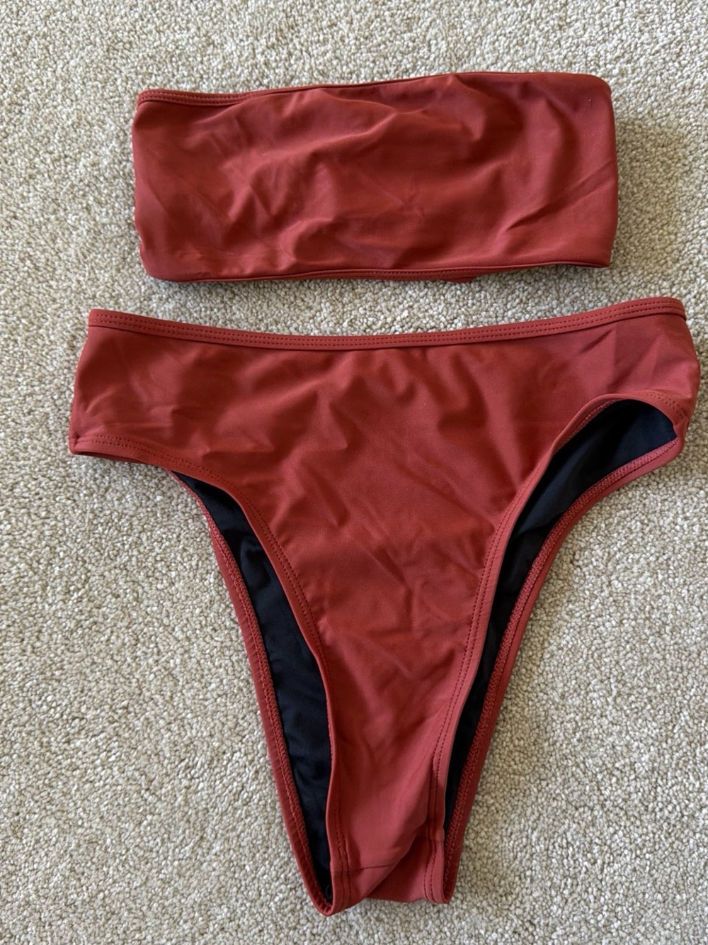 Rust Red Bandeau Bikini Set - Women Swim